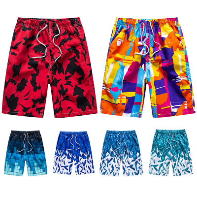 #ad Men Swim Trunks Cargo Swimming Beach Shorts Swimwear Boho Bathing Suit $8.79