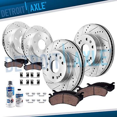 #ad Front amp; Rear Drilled Rotors Brake Pads for Chevy Avalanche Cadillac Escalade $248.16