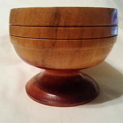 #ad Solid Wood Turned Mortar Bowl Lathe School Keepsake Box Wood Trinket Primitive $29.95