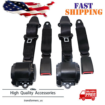 #ad 2 Set Universal 3 Point Retractable Seat Belts for Jeep CJ YJ Wrangler 1982 1995 $58.99