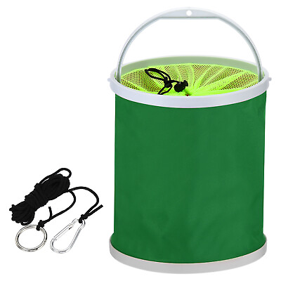 #ad Collapsible Fishing Bucket 13L 3.4 Gallons Portable Folding Bucket Green $21.05