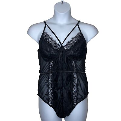 #ad Women’s Lingerie 3XL Black Lace Adjustable Straps Sheer Floral Teddy $12.00
