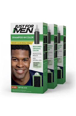 #ad Just For Men Shampoo In Color Gray Hair Coloring Jet Black H 60 3 Pack $26.27