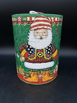 #ad Mary Engelbreit Stackable Gift Box With 3 Different Santas $26.99