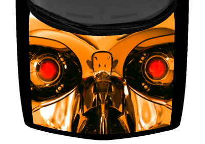 #ad Metallic Light Orange Robot Skull Eyes Truck Car Graphic Hood Wrap Vinyl Decal $217.69