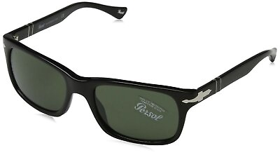 #ad Persol Men#x27;s PO3048S Sunglasses Glossy Black Crystal Green 55mm $129.99