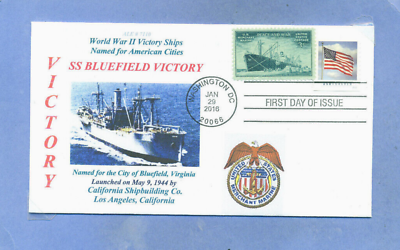#ad BLUEFIELD VICTORY WW II Ship named: City of Bluefield Virginia Color First Day $0.99