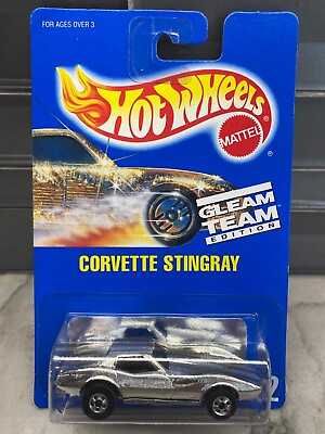 #ad 1991 Hot Wheels Blue Card #192 Gleam Team CORVETTE STINGRAY Chrome w ChromeBWSp $13.99