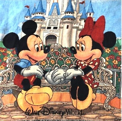 #ad Vintage Disney Parks Mickey Mouse amp; Minnie Mouse Tapestry Blanket 50quot; x 60quot; NEW $34.87