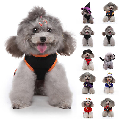#ad Cute Halloween Pet Costumes Dog Cat Cosplay Bat Wings Puppy Dress Party Clothes $11.12
