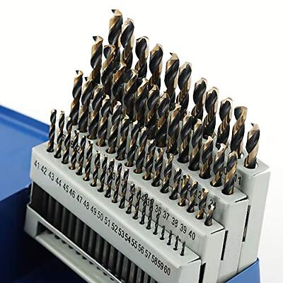 #ad Number Size Drill Bit Set 60pcs Jobber Length Drill Bits Wire Gauge 1 to 60 ... $49.66