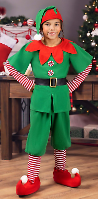 #ad Child Kids Holiday Christmas Santa Elf Costume SIZE S Used $37.99