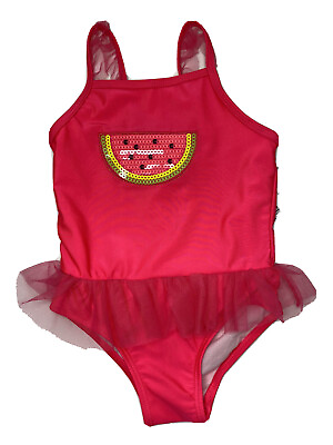 #ad Freestyle Revolution Girl#x27;s Size 2T Swimsuit One Piece Watermelon Ruffle Sequins $12.99