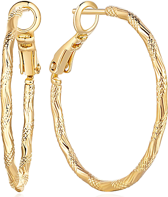 #ad Large 14K Gold Hoop Earrings for Women Thick Gold Hoop Earrings 14K Gold Earring $117.36