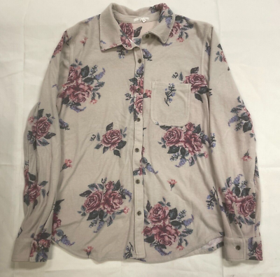 #ad Maurices Women#x27;s Light Pink Cotton Rose Patterned Button Up Women#x27;s L $10.00