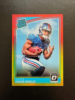 #ad 2018 Optic Rated Rookie Saquon Barkley RC Red Yellow Prizm HOLO #156 Eagles $39.99