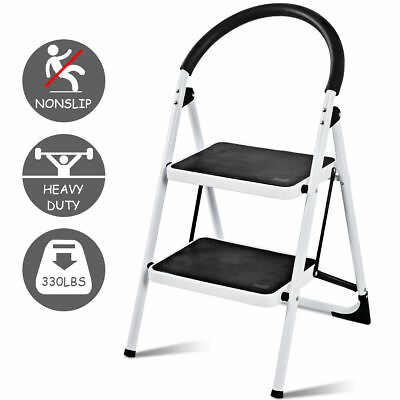 #ad Heavy Duty 2 Step Ladder Folding Stool 330Lbs Capacity Industrial Lightweight $49.99