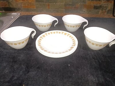 #ad Corelle Corning Ware Butterfly Gold Tea Cup and Saucer Hook Handle 8pc Set $65.00