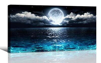 #ad Wall Art Moon Sea Ocean Landscape Picture Canvas Wall Art Print Paintings Mod... $107.91