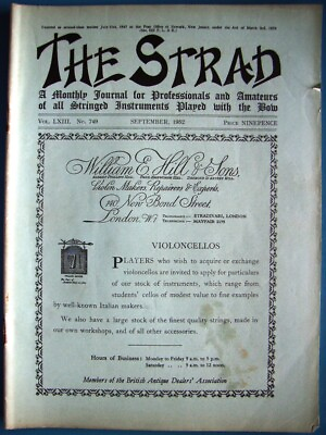 #ad The STRAD September 1952 Monthly Magazine for Stringed Instrument Musicians GBP 2.97