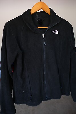 #ad The North Face Black Fleece Jacket Women#x27;s Sz Medium Full Zip Pockets Outdoors $11.01