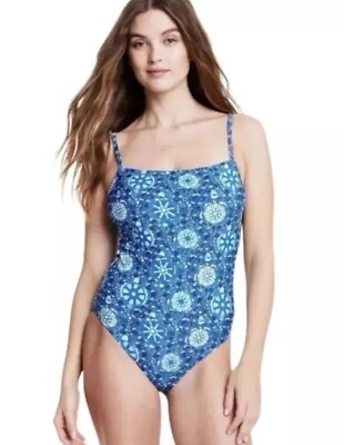 #ad #ad Rhode For Target Womens Large Blue Zinnia Print Medium Coverage One Piece Swim $12.44