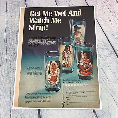 #ad Vintage 1976 Print Ad Get Me Wet amp; Watch Me Strip Glasses Magazine Advertisement $10.49