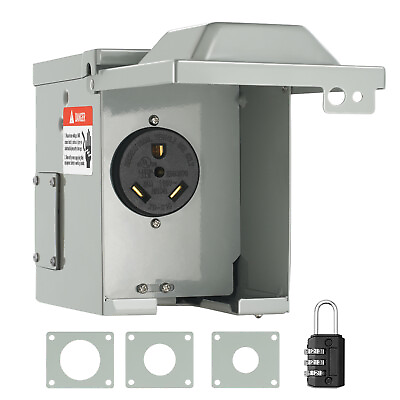 #ad VEVOR 30A RV Power Outlet Box 125 250V Electrical Outdoor Receptacle NEMA TT 30R $26.19