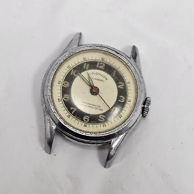 #ad Vintage 1950s Cronow Men’s Manual Wind Watch Tuxedo Dial Parts Repair Swiss $29.95