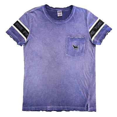 #ad PINK Victorias Secret Distressed Vintage Wash Short Sleeve Campus T shirt Size S $10.00