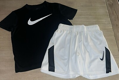 #ad Nike DRI FIT Logo Training Top amp; Standard Fit Shorts Boys’ S RV $55 Worn Once $15.99