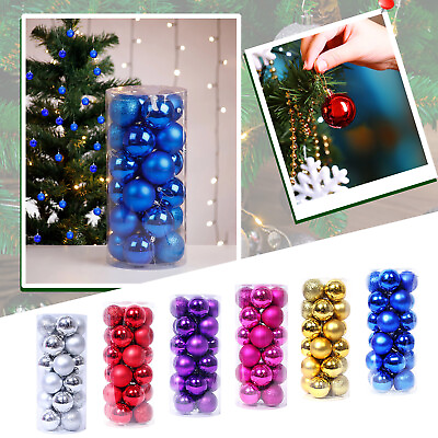 #ad 24 Christmas Soild Color Balls Christmas Gift Decoration Pendant Plastic Ball $2.69