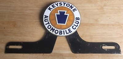 #ad Vintage Enameled Keystone Automobile Club License Plate Topper Badge $144.99