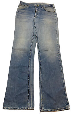 #ad VINTAGE Lee Jeans Mens 33x35 Blue Boot Cut Leg Medium Wash Denim Made In USA U4 $50.00
