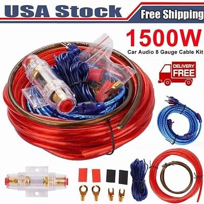 #ad Car Audio Cable Kit 1500W Amp Amplifier Install RCA Subwoofer Sub Wiring 8 Gauge $7.89