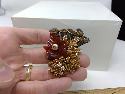 #ad Vintage Signed Ian St. Gielar Colorful Floral Brooch Pin $269.99