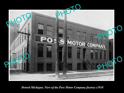 #ad OLD POSTCARD SIZE PHOTO OF DETROIT MICHIGAN THE POSS MOTOR CAR FACTORY c1910 AU $7.00