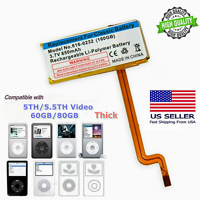 #ad 850mAh Replacement battery for ipod Video 5th gen 60GB 80GB A1136 Classic Thick $8.99