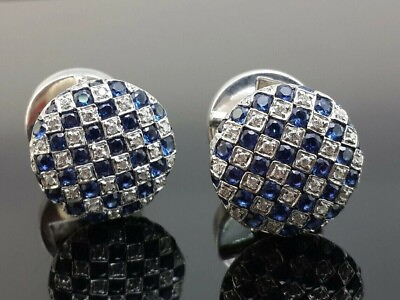 #ad 2CT Round Cut Lab Created Sapphire Diamond Men#x27;s Cufflink 14K White Gold Plated $104.99