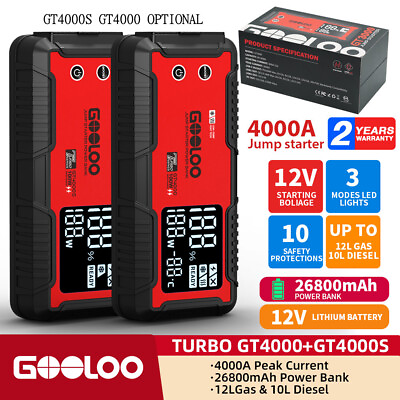 #ad GOOLOO GP4000 Jump Starter 4000A Peak Car Starter SuperSafe 12V Lithium Jump Box $109.99