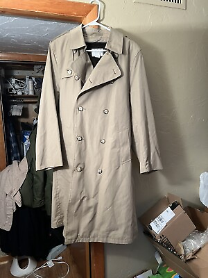 #ad Vtg Woodmere Trench Rain coat Mens Lined Size 38 $29.99