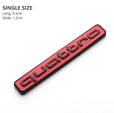 #ad 1pc 95mm Logo Emblem Sticker Quattro Side Fender Rear Badge Red Black For Audi $29.99