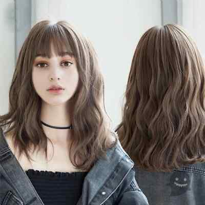 #ad Water Wave Synthetic Wigs With Bangs For Women Daily Cosplay Heat Resistant Wig $34.49