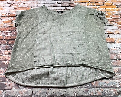 #ad Ronnie Salloway Womens XL Extra Large Boho Linen Lagenlook Tunic Short Sleeve $14.79