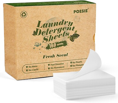 #ad Laundry Detergent Sheets Eco Friendly 160 Sheets Clear PlasticFree Biodegradable $13.39