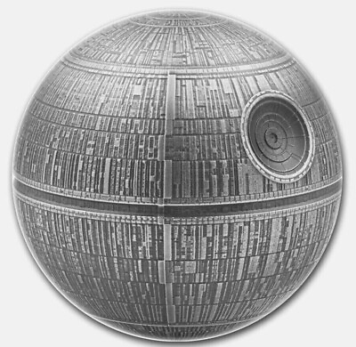 #ad 2024 Niue Star Star Wars Death Star Spherical Coin 100g Silver Antiqued $359.95