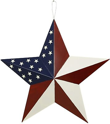 #ad 16quot; July of 4th Americana Patriotic Wall Decor American Flag Barn Metal Star $21.99