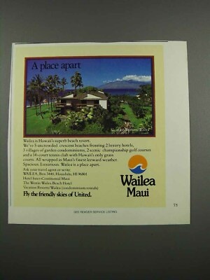 #ad 1983 Wailea Maui Tourism Ad A Place Apart $19.99