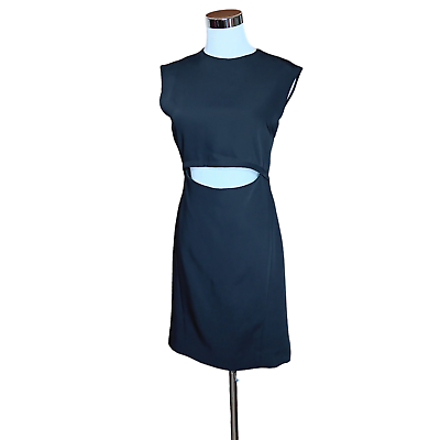 #ad PUBLIC SCHOOL Dress Midriff Cutout Size 0 Cap Sleeves Mid Length Black $109.00