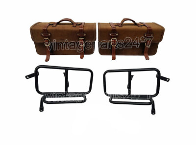 #ad Royal Enfield Gt Continental 650 Luggage Rack amp; Pocket Brown Tan Pair $213.04